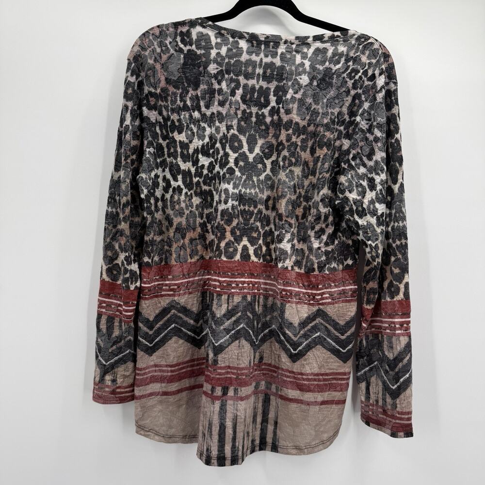 David‎ Cline Shirt Top Womens Large Safari Print Leopard Soft Tunic - Picture 2 of 10